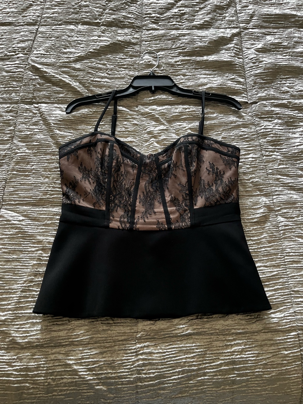 BCBGMaxAzria Black Lace Trim Strappy Tank (M)